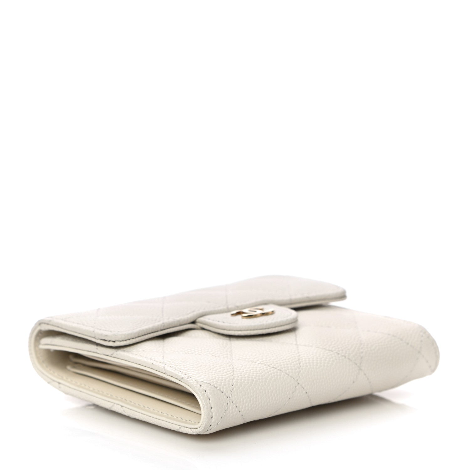 Chanel Caviar Quilted Compact Flap Wallet White 4 of 12