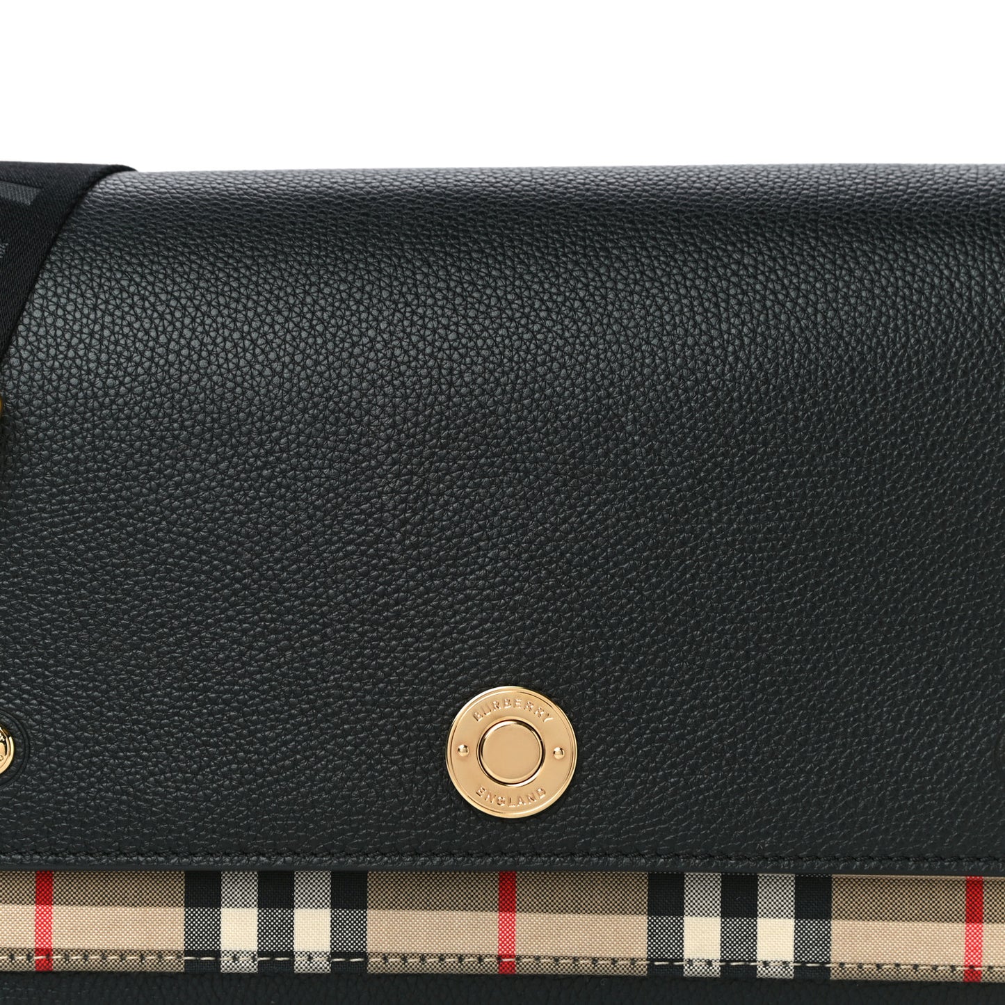 Grainy Calfskin Vintage Check Note Crossbody Bag Black