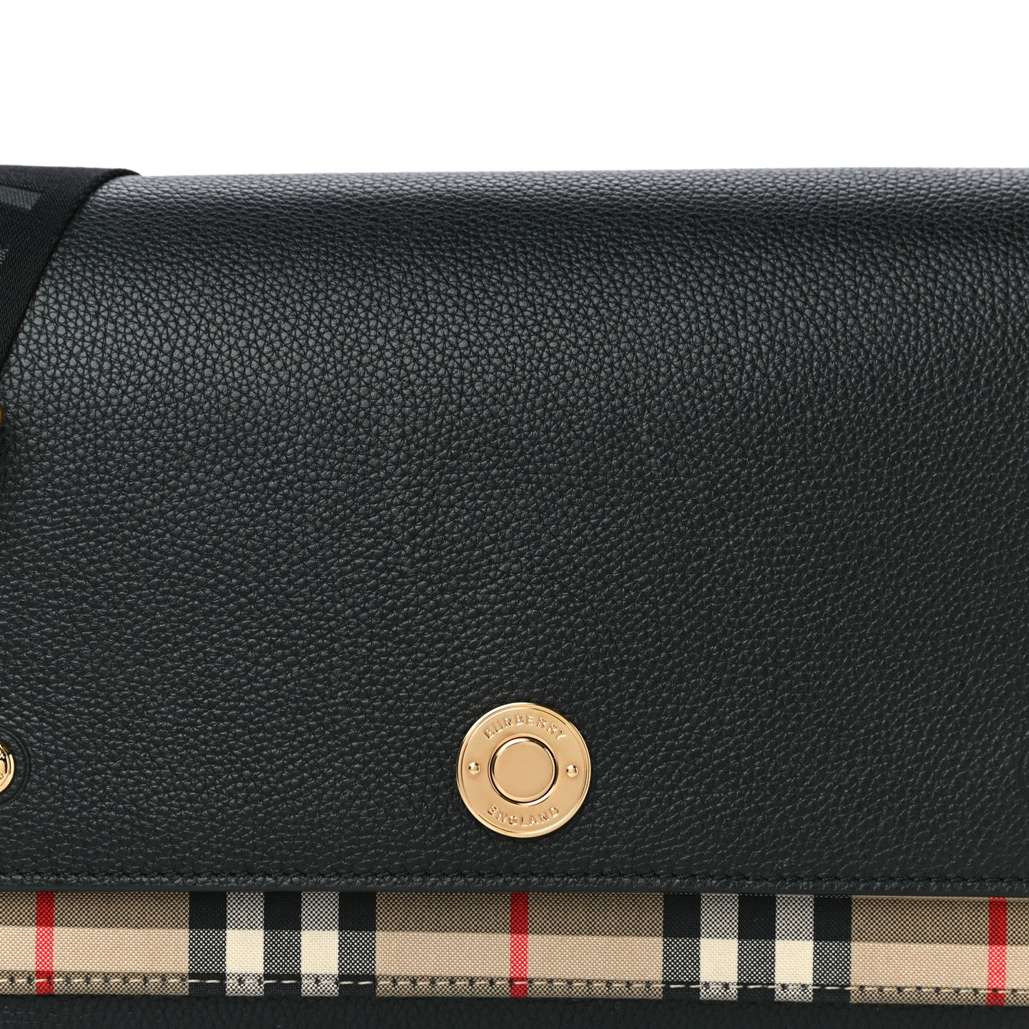 Burberry Grainy Calfskin Vintage Check Note Crossbody Bag Black 7 of 11