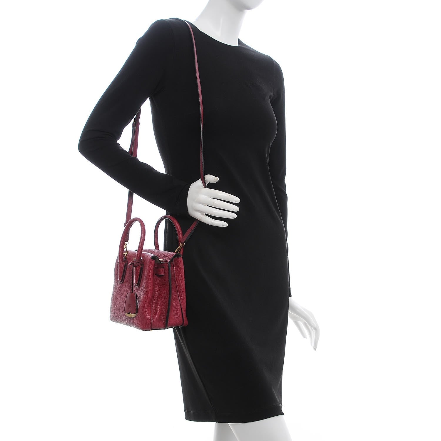 MCM Grained Calfskin Mini Milla Tote Burgundy 2 of 12
