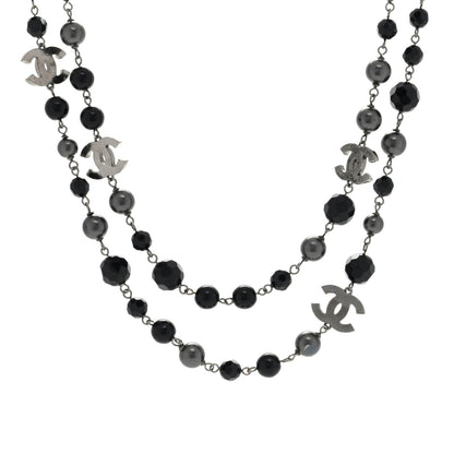 Chanel Ruthenium Pearl Beaded CC Long Necklace Black 1 of 7