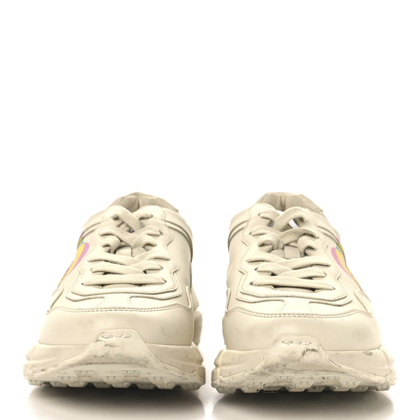 Calfskin Heart Rhyton Sneakers 39.5 Ivory
