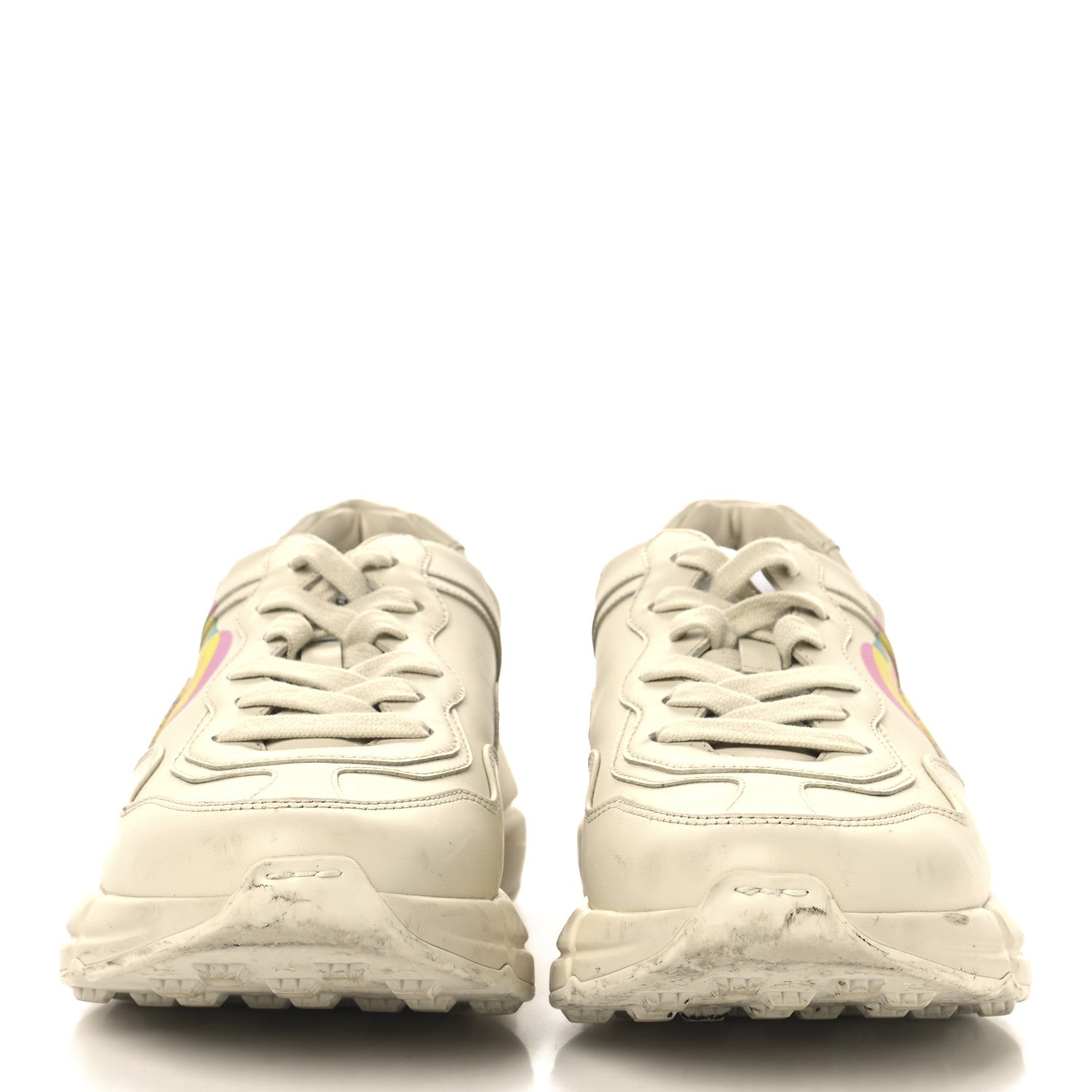 Gucci Calfskin Heart Rhyton Sneakers 39.5 Ivory 3 of 10