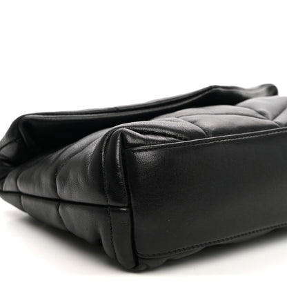 Saint Laurent Lambskin Quilted Toy Loulou Puffer Monogram Chain Satchel Black 9 of 10