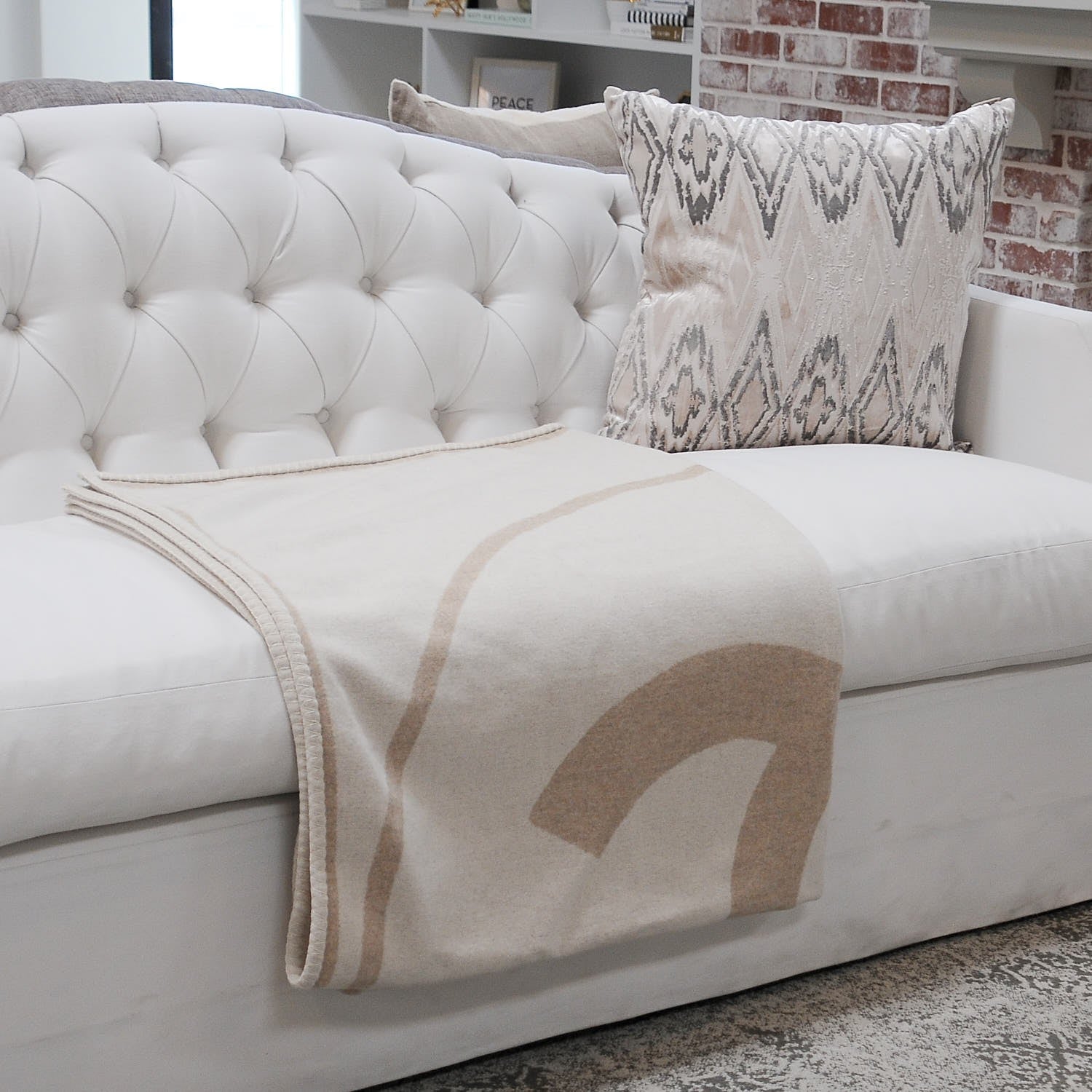 Chanel Merino Wool Cashmere CC Throw Blanket Beige White 2 of 4