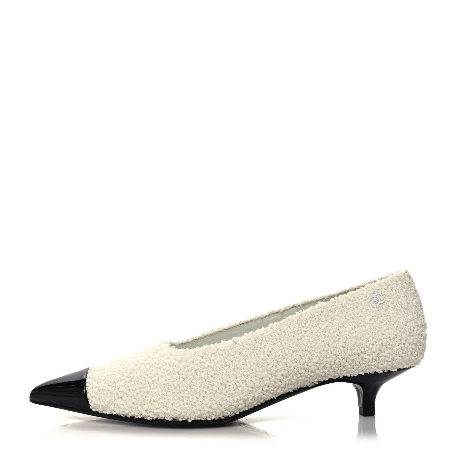 Tweed Patent Calfskin Pumps 38 White Black