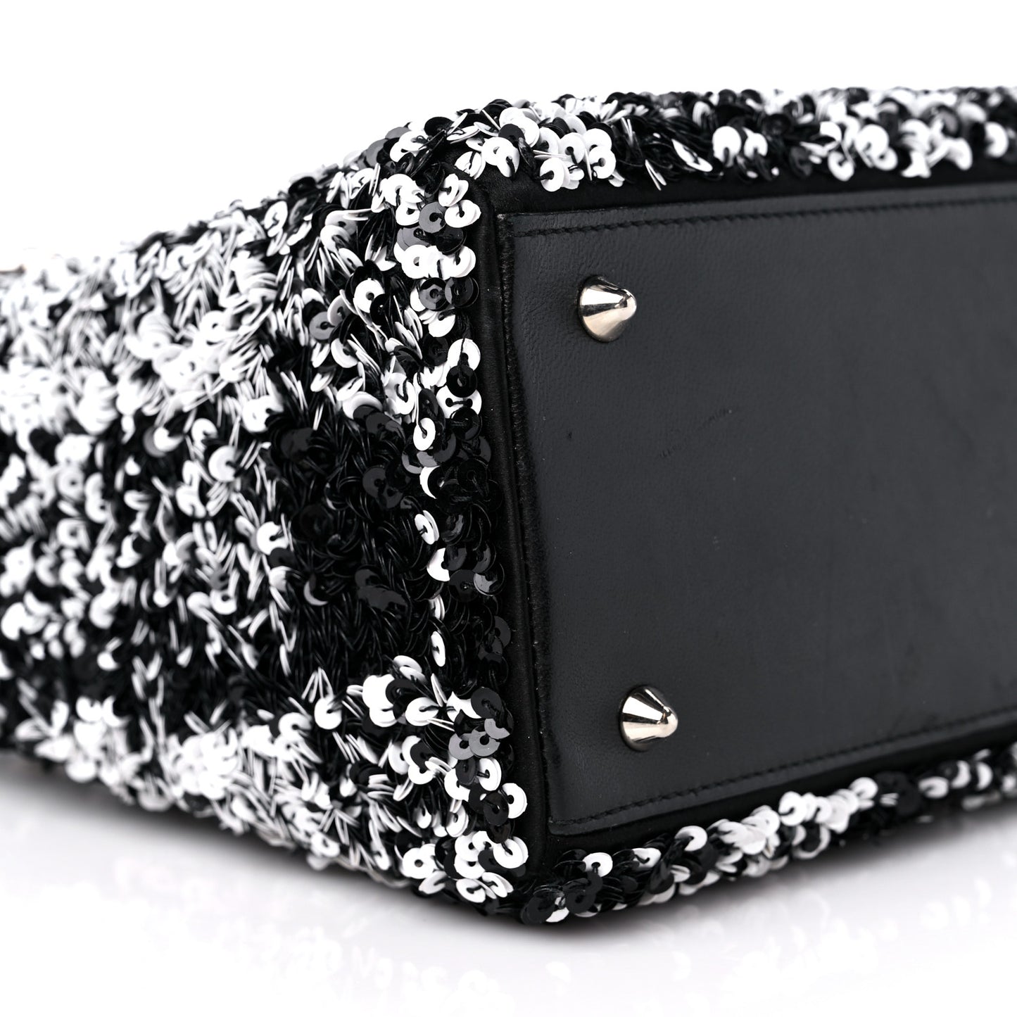 Lambskin Sequin Embellished Medium Lady Dior Black White