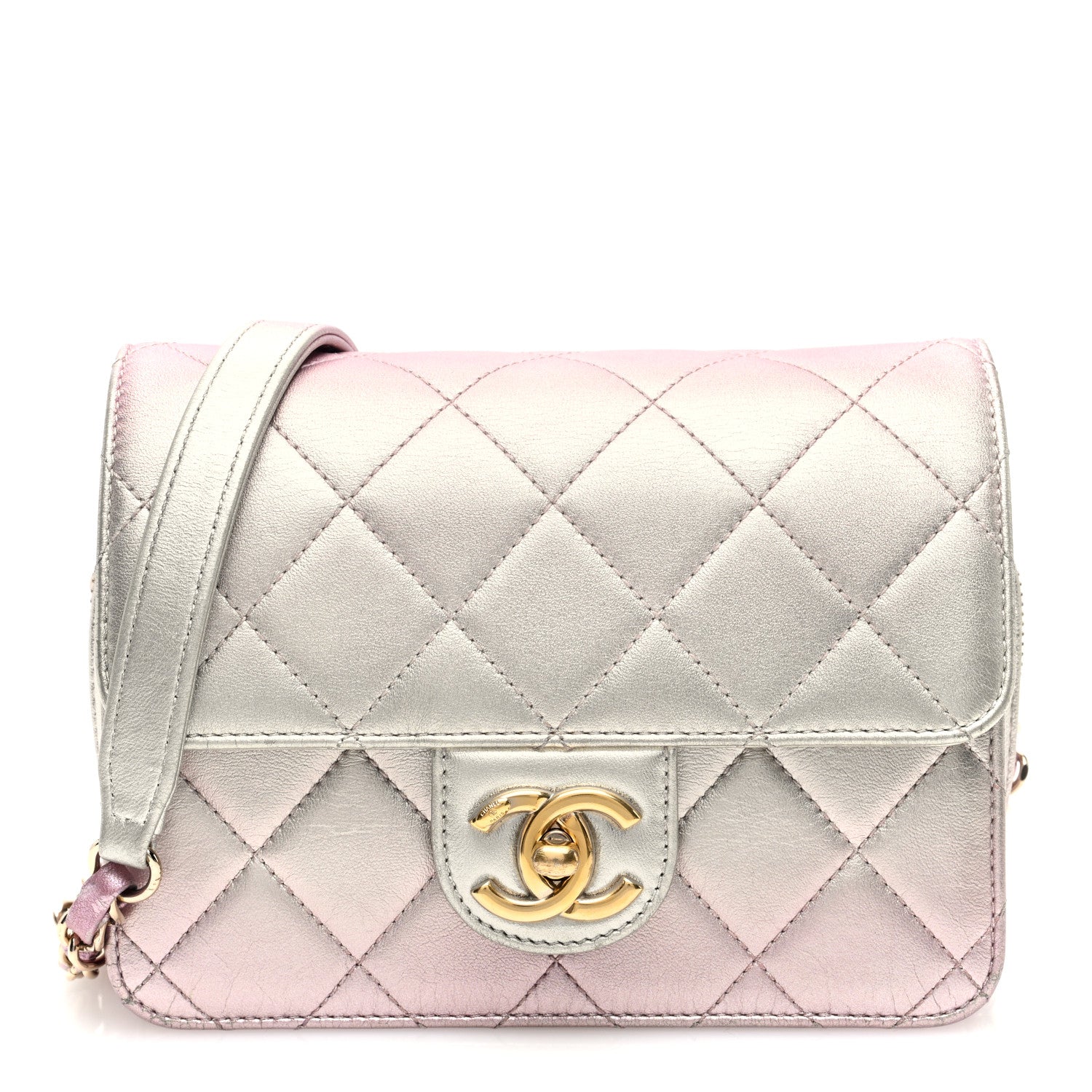 Chanel Metallic Lambskin Like A Wallet Flap Golden Pink 1 of 11