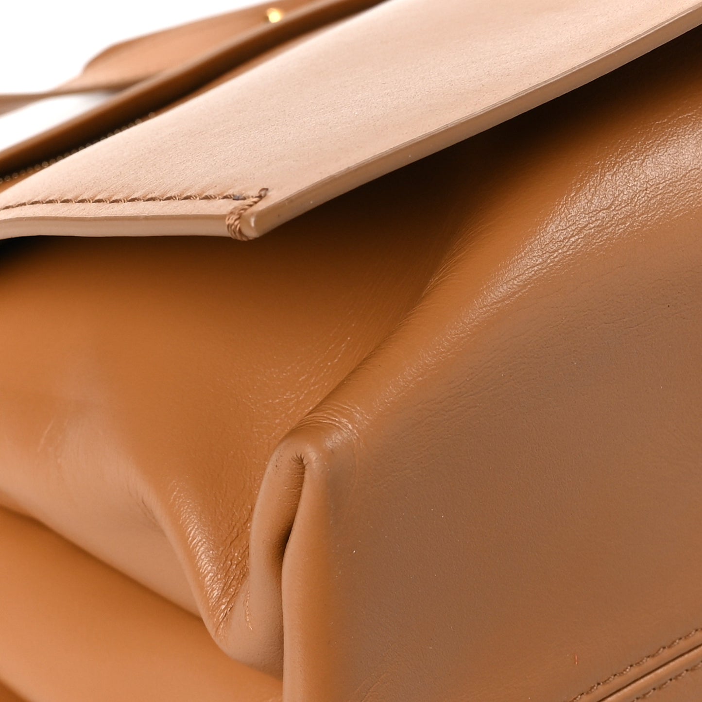 Calfskin Large Binder Clip Soft Shoulder Bag Brown
