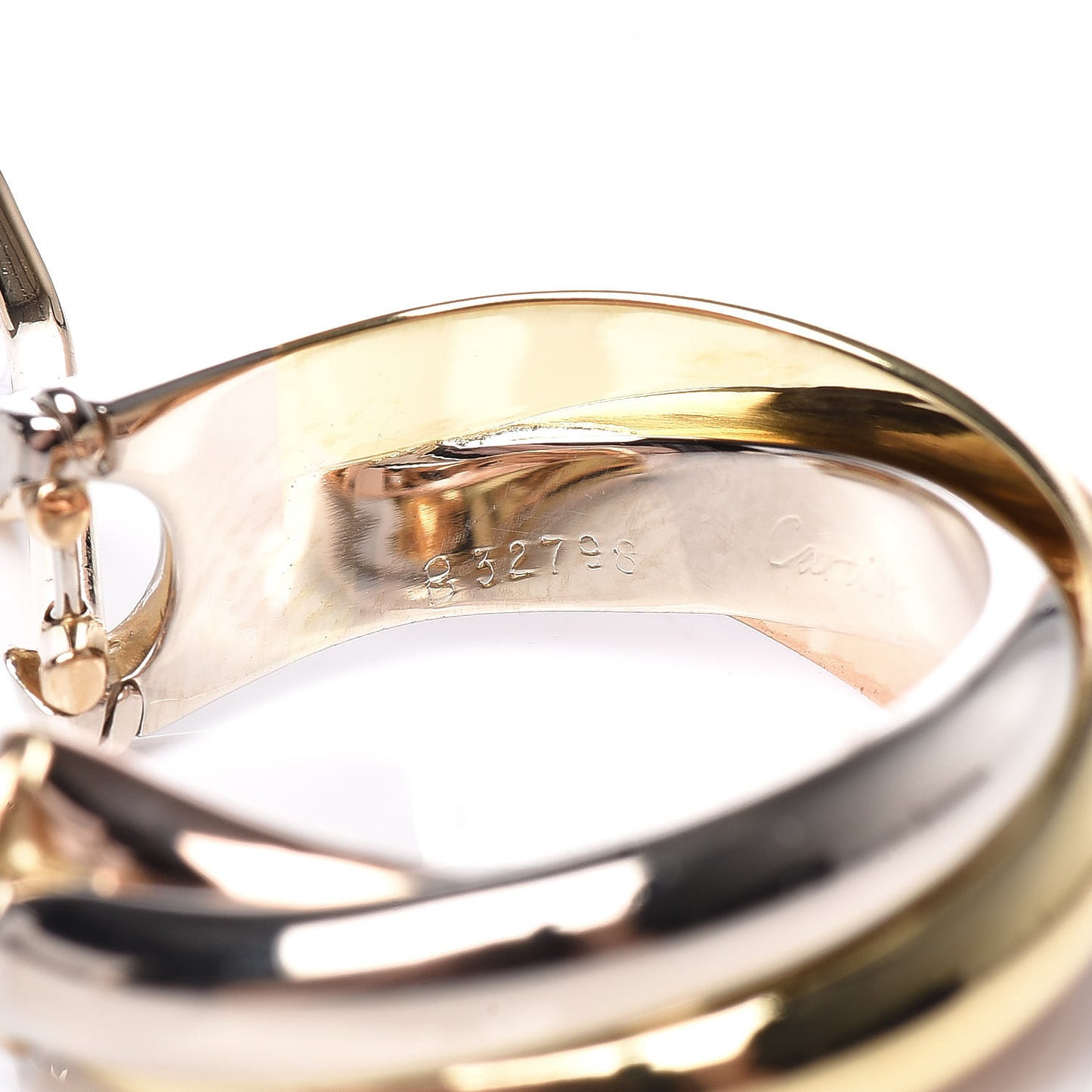 18K Pink Yellow White Gold 6.5mm Trinity Hoop Clip-On Earrings