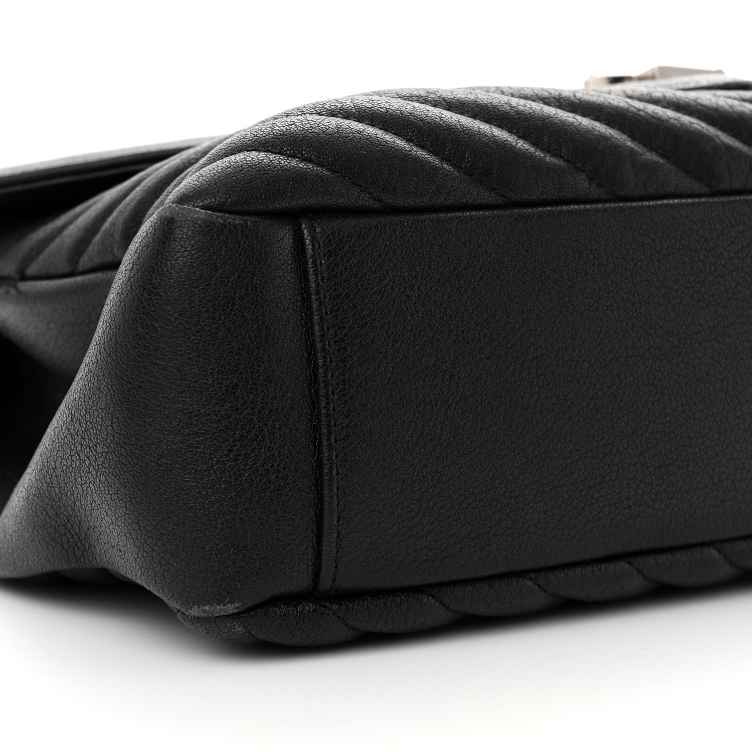 Saint Laurent Sheepskin Matelasse Chevron Monogram Large College Satchel Black 9 of 10