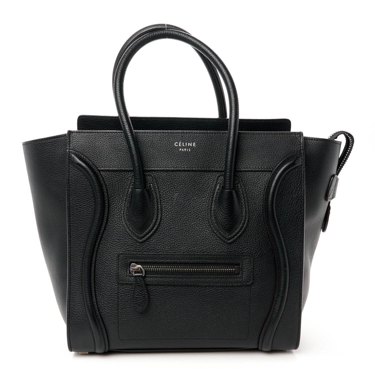 Celine Drummed Calfskin Micro Luggage Black 1 of 10
