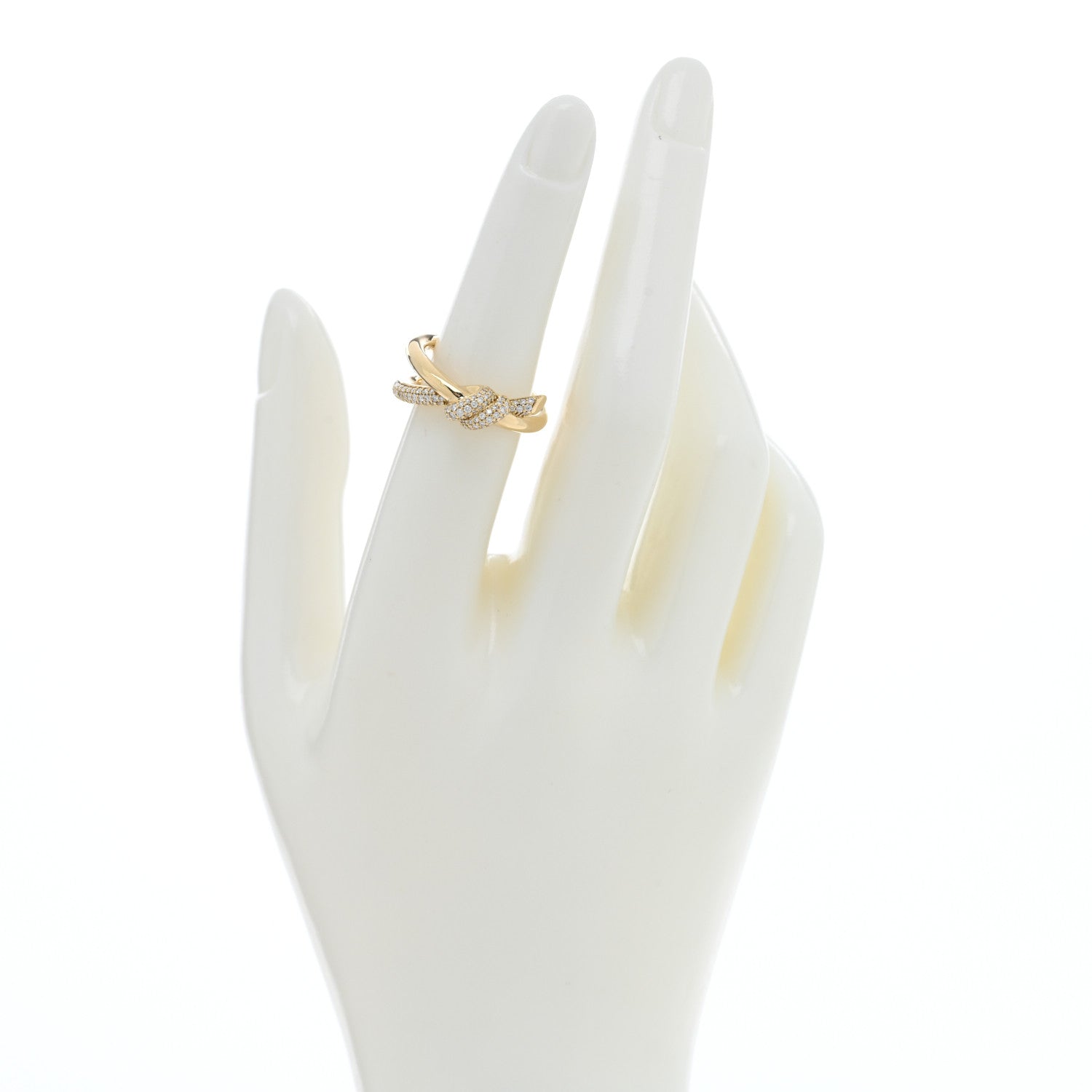 Tiffany 18K Yellow Gold Diamond Knot Double Row Ring 51 5.75 2 of 5