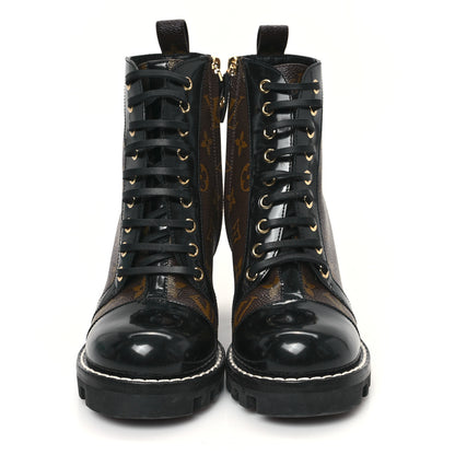 Louis Vuitton Patent Calfskin Monogram Star Trail Ankle Boots 37 Black 3 of 9