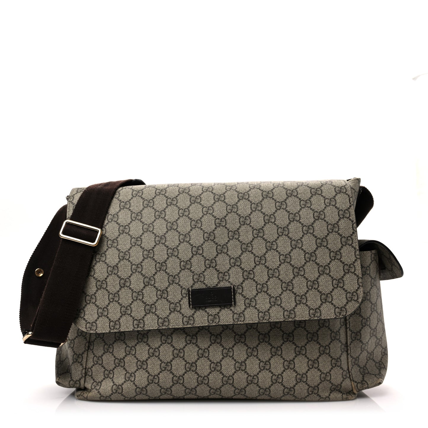 GG Plus Monogram Messenger Diaper Bag Dark Brown