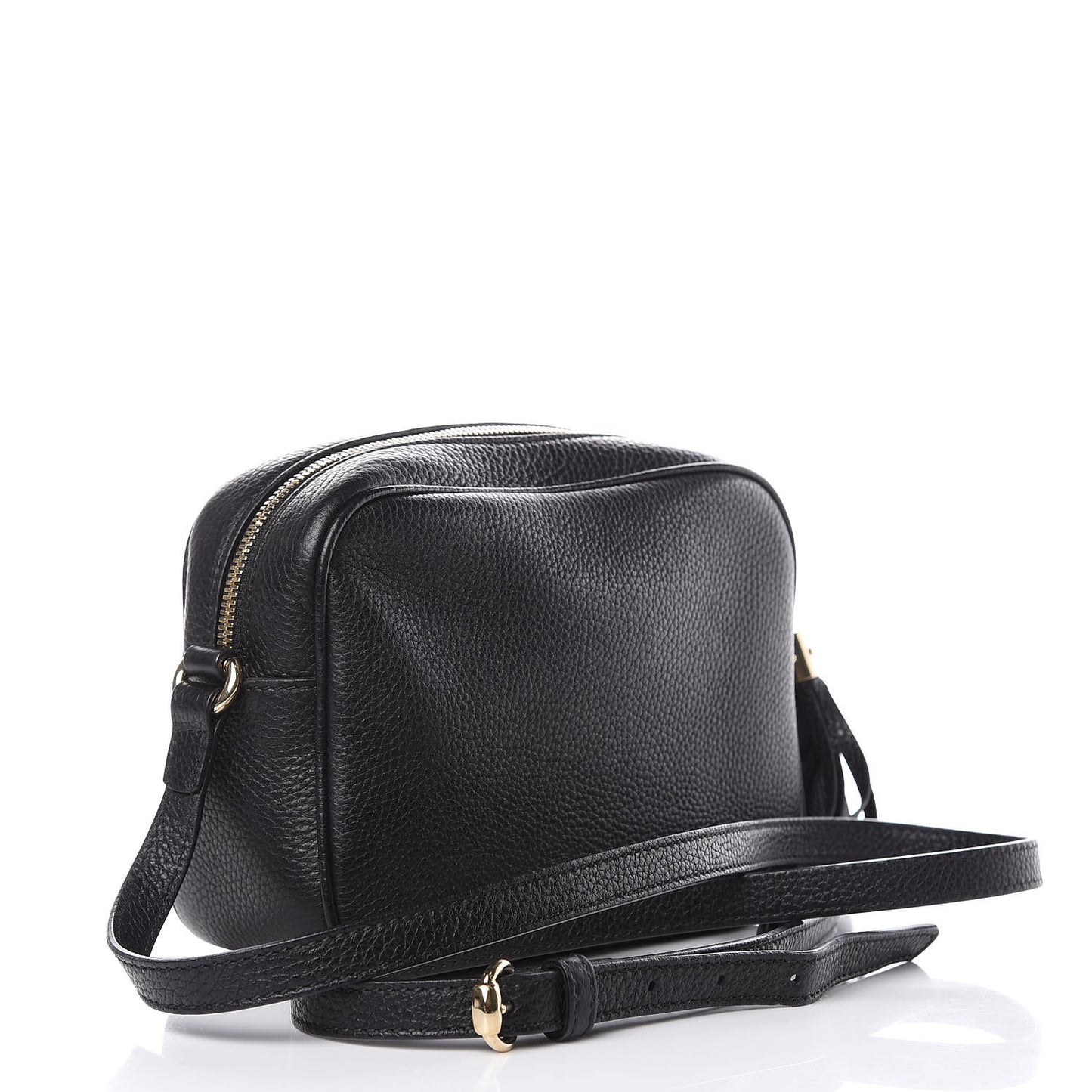 Pebbled Calfskin Small Soho Disco Bag Black