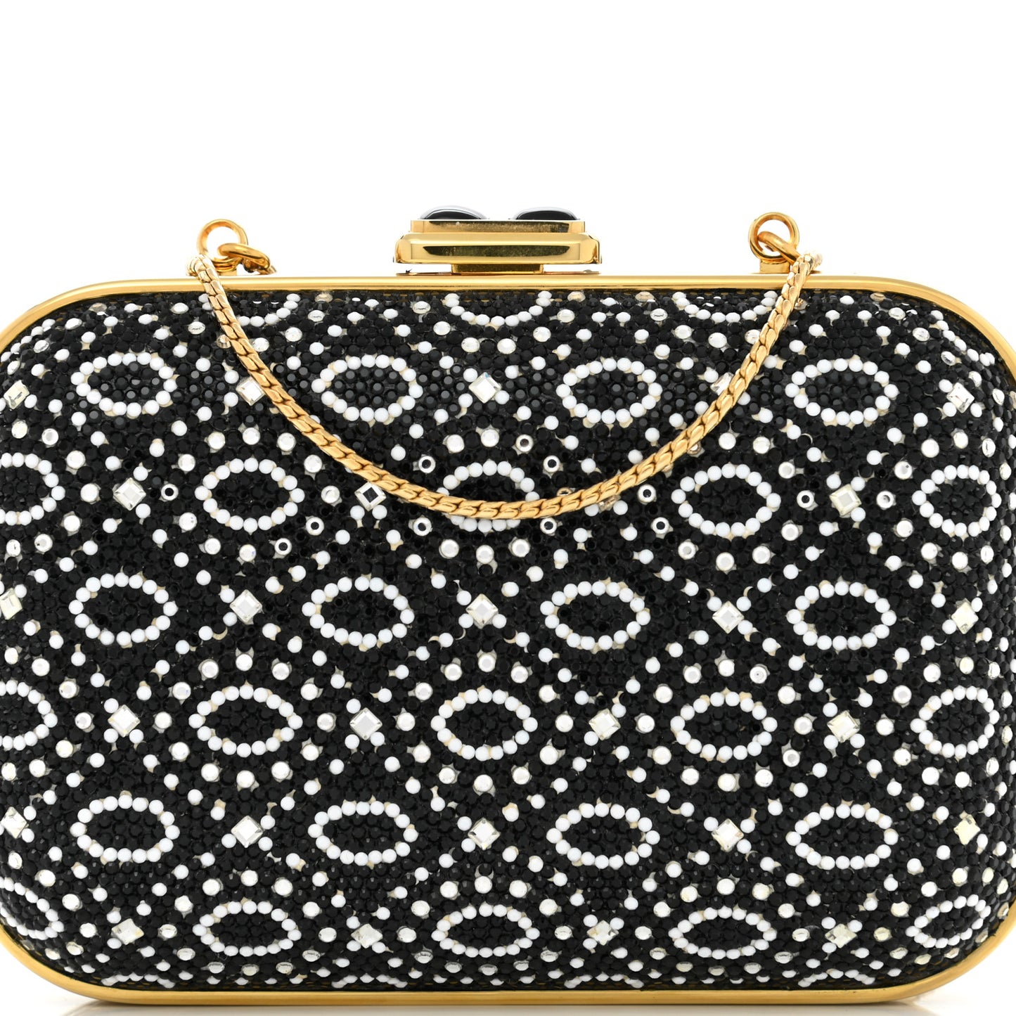 Swarovski Crystal Minaudiere Clutch Gold Black Multicolor