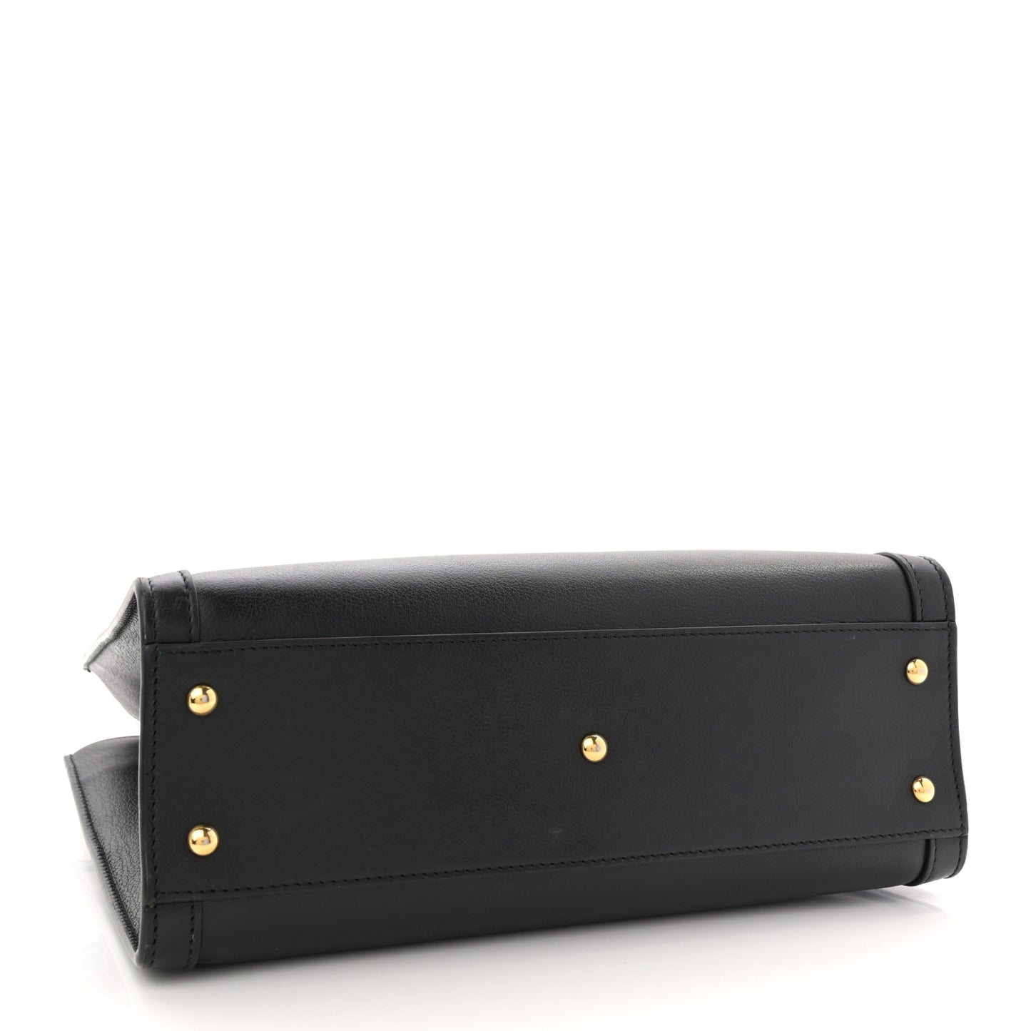 Calfskin Small Diana Tote Bag Black Yellow Fluo