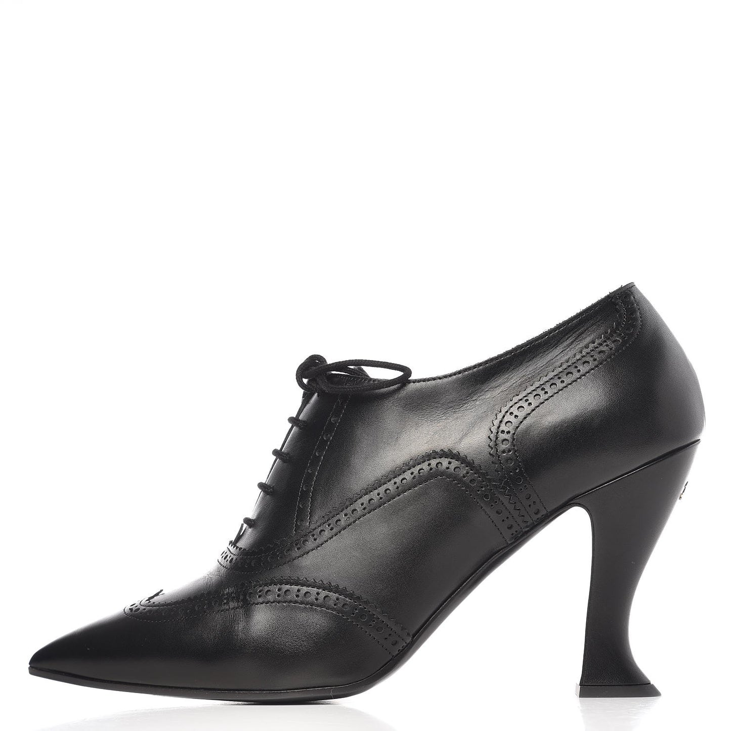 Calfskin CC Oxford Lace Up Booties 39 Black