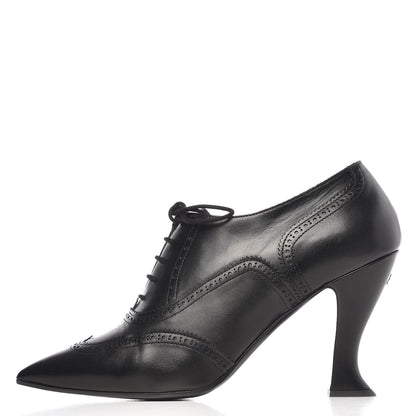Chanel Calfskin CC Oxford Lace Up Booties 39 Black 1 of 13