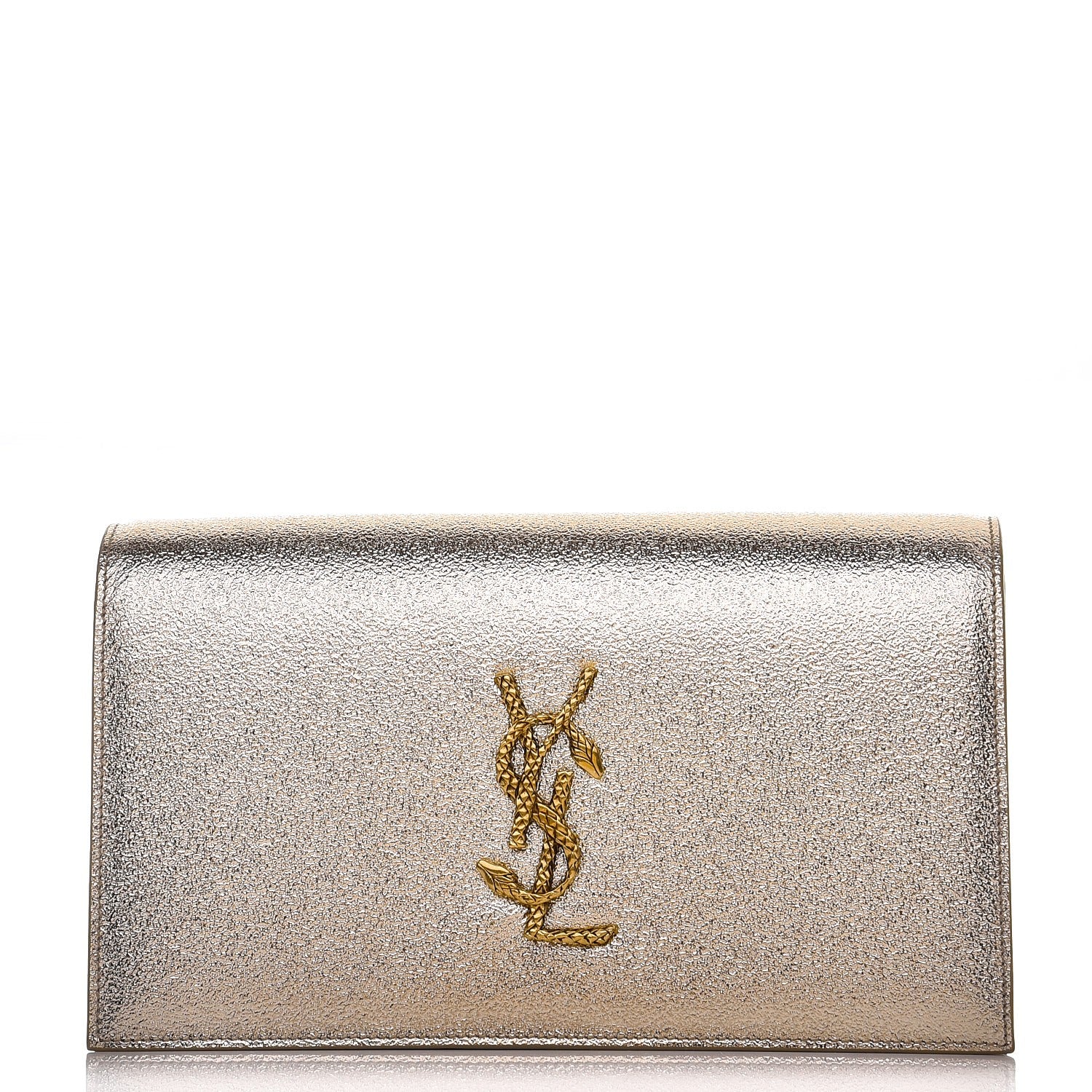 Saint Laurent Metallic Calfskin Medium Serpent Clutch Gold 1 of 6