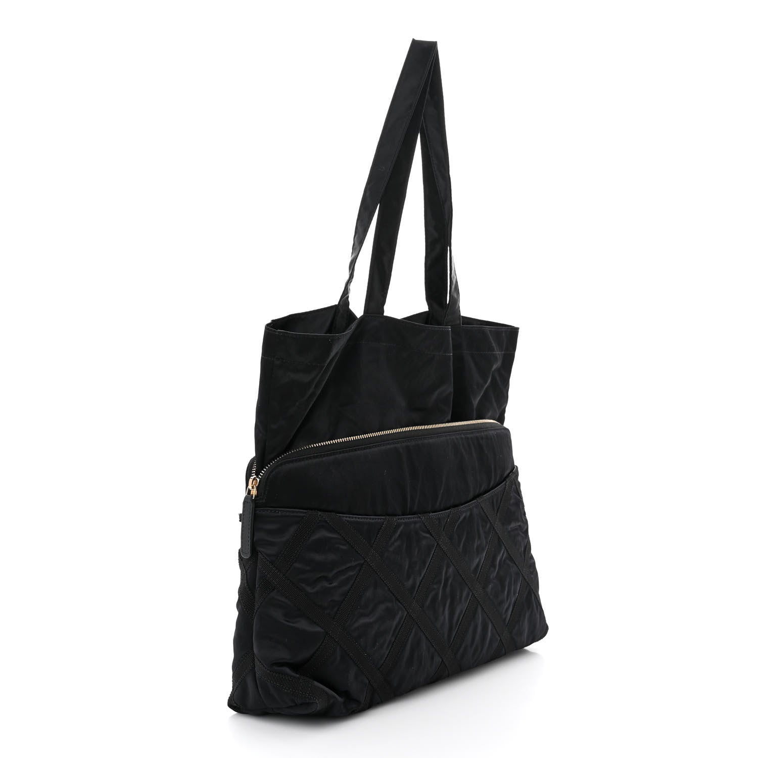Chanel Nylon Grosgrain Large Lifestyle Pouch With Foldable Tote Black 5 of 11