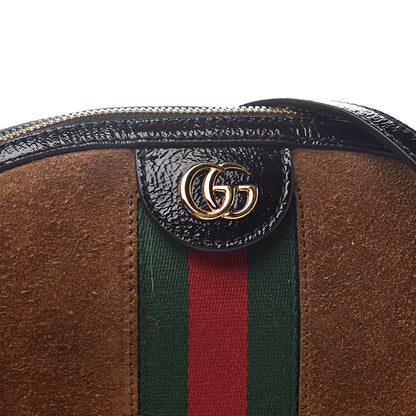Gucci Suede Patent Web Small Ophidia Dome Shoulder Bag Nocciola Black 9 of 9