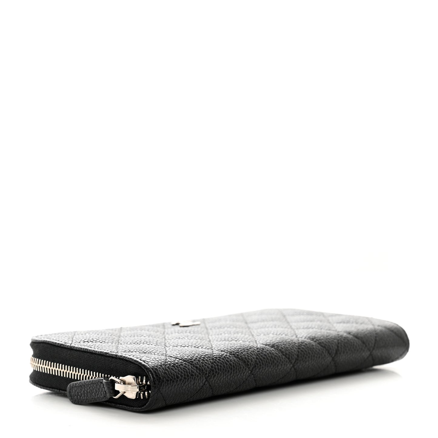 Caviar Quilted Large Gusset Zip Around Wallet Black