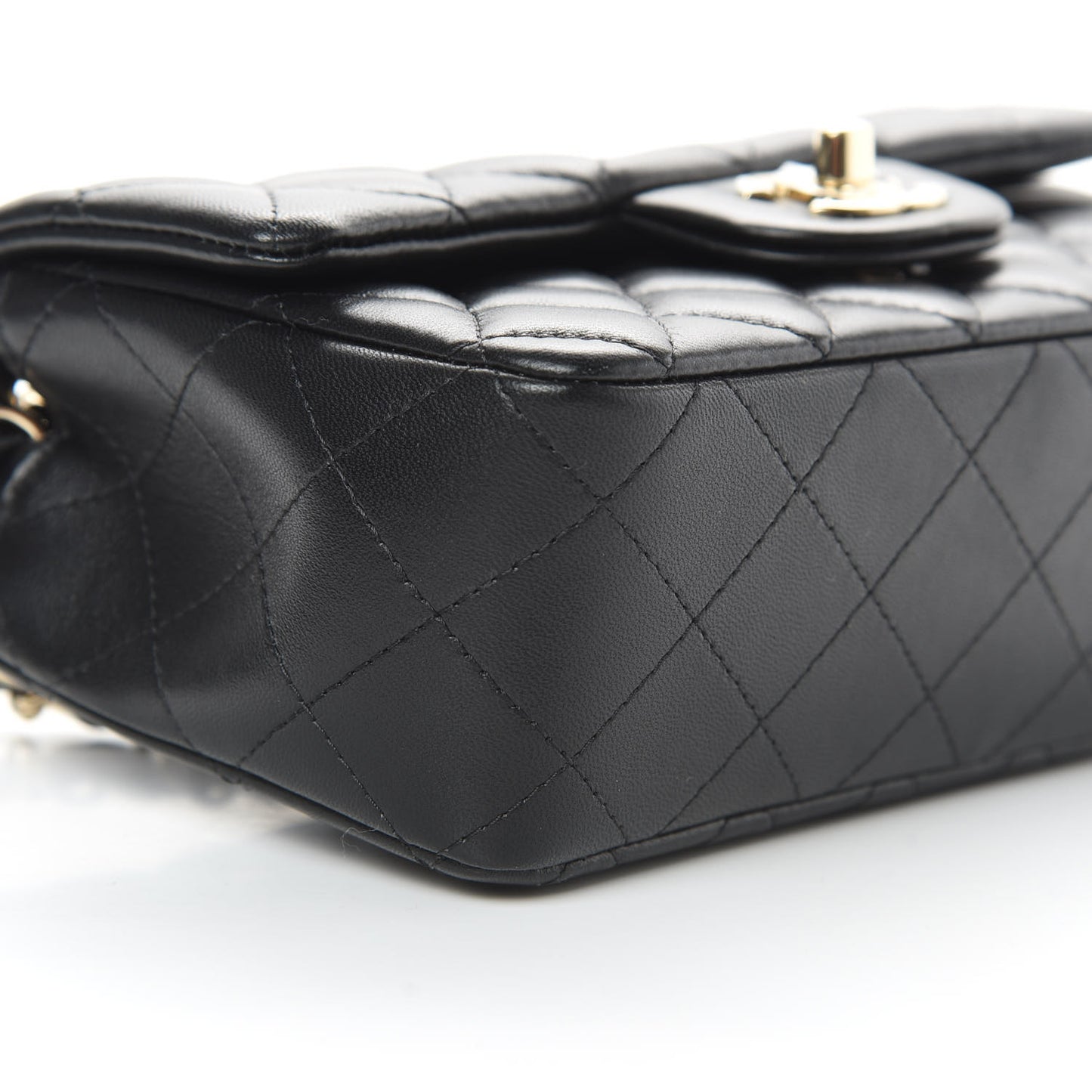 Lambskin Quilted Mini Rectangular Flap Black