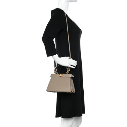 Fendi Shiny Nappa Plexiglass Petite Peekaboo I SEE U Satchel Tortora 2 of 10