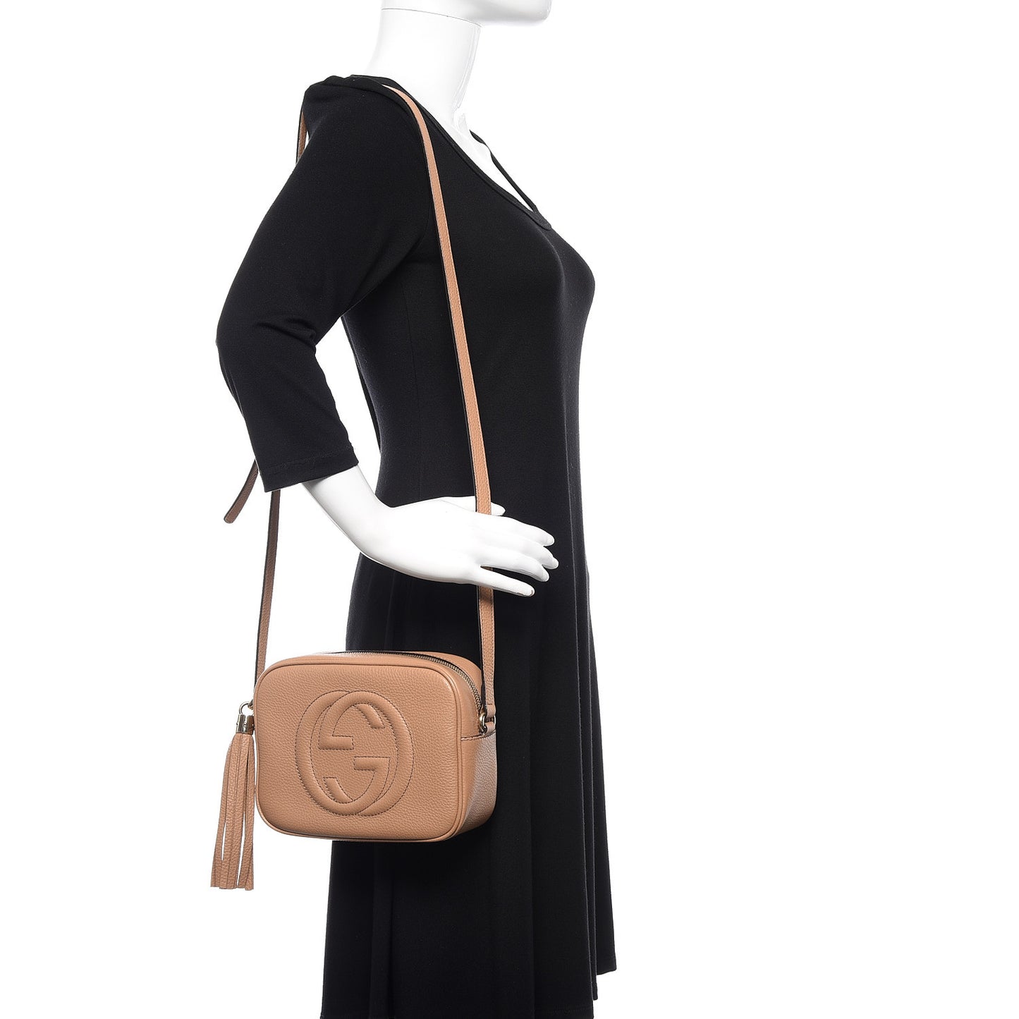 Pebbled Calfskin Small Soho Disco Bag Rose Beige