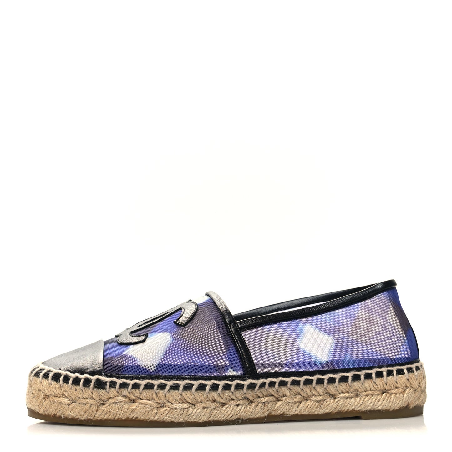 Mesh Grosgrain CC Espadrilles 35 Purple Black