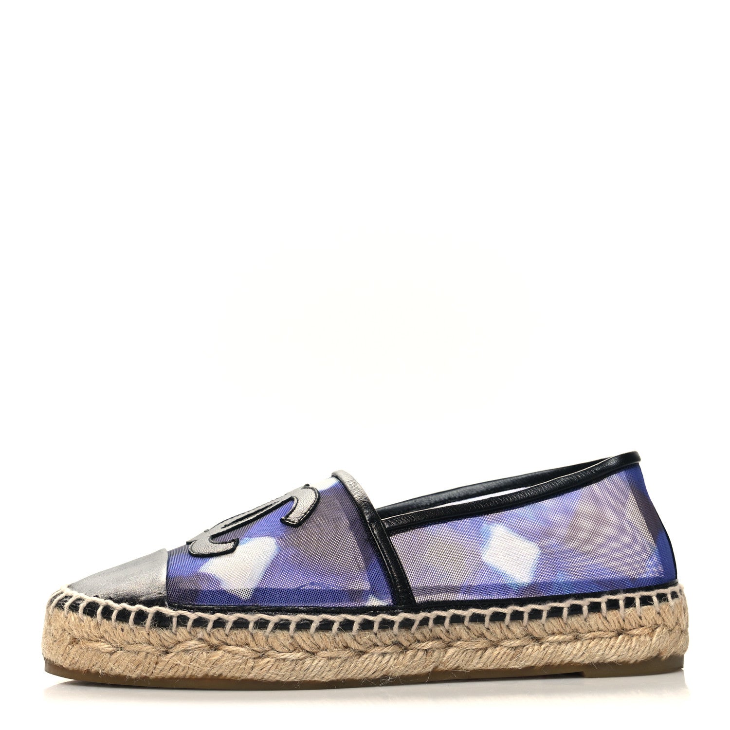 Chanel Mesh Grosgrain CC Espadrilles 35 Purple Black 1 of 8
