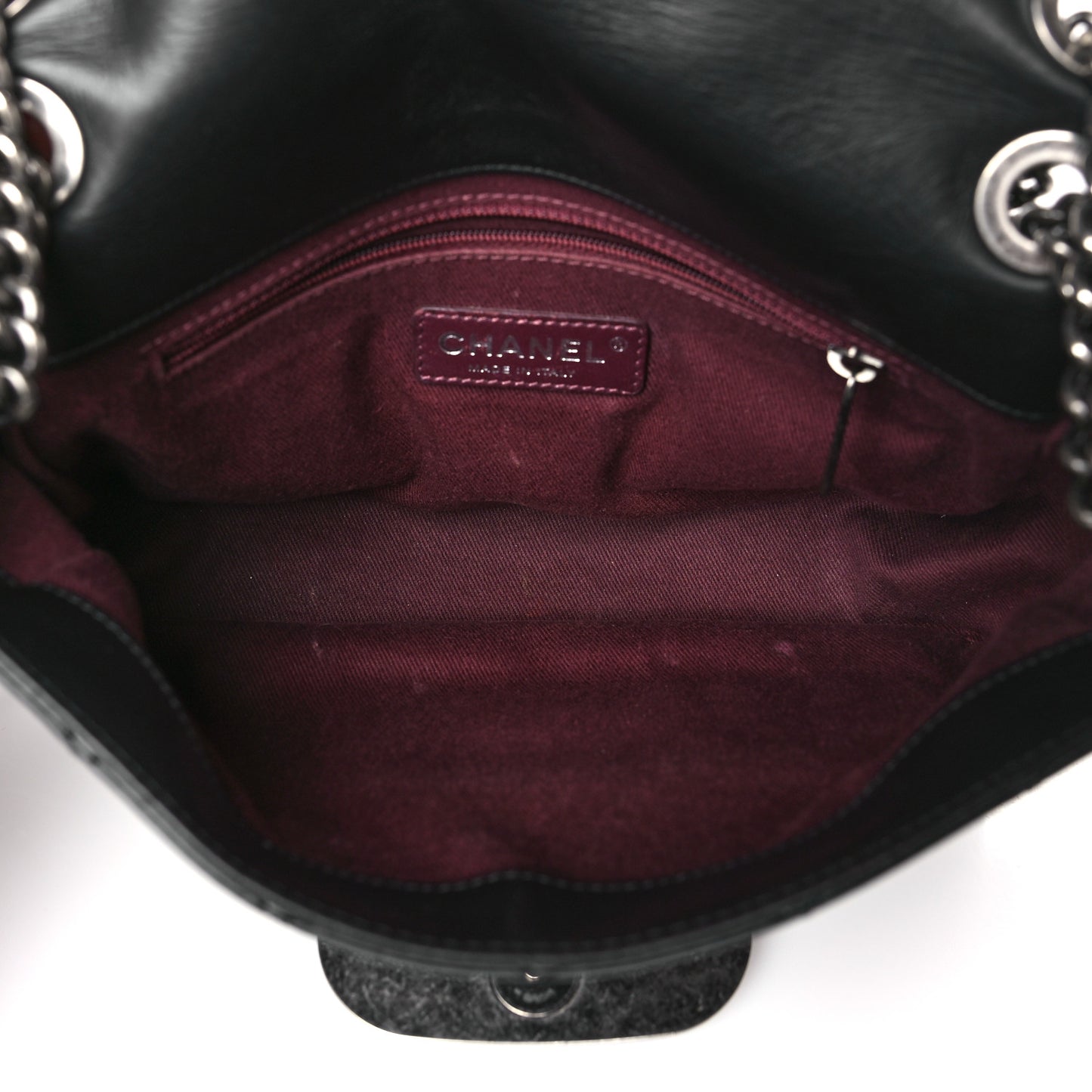 Aged Calfskin Quilted CC Square Flap Black