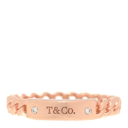 Tiffany 18K Rose Gold Diamond Micro Link Ring 57 8 1 of 4