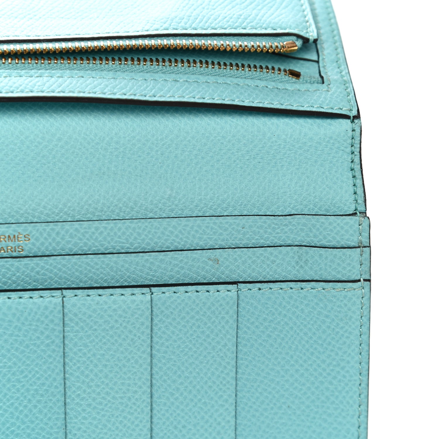 Hermes Epsom Bearn Gusset Wallet Bleu Atoll 11 of 12