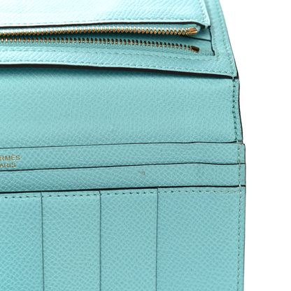 Hermes Epsom Bearn Gusset Wallet Bleu Atoll 11 of 12