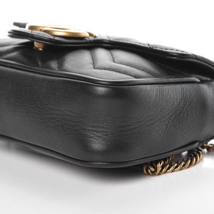 Gucci Calfskin Matelasse Super Mini GG Marmont Shoulder Bag Black 9 of 9
