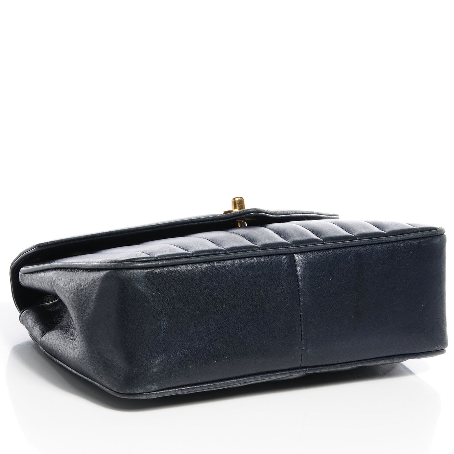 Lambskin Chevron Small Single Flap Navy Blue