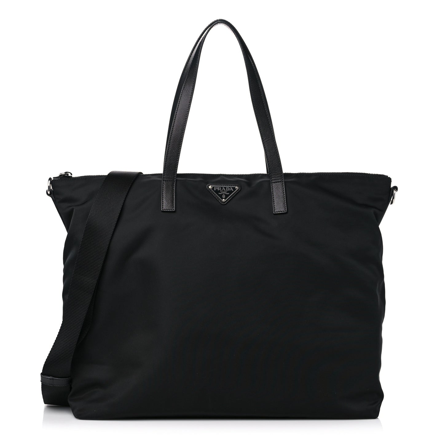 Tessuto Nylon Vela Saffiano Tote Black