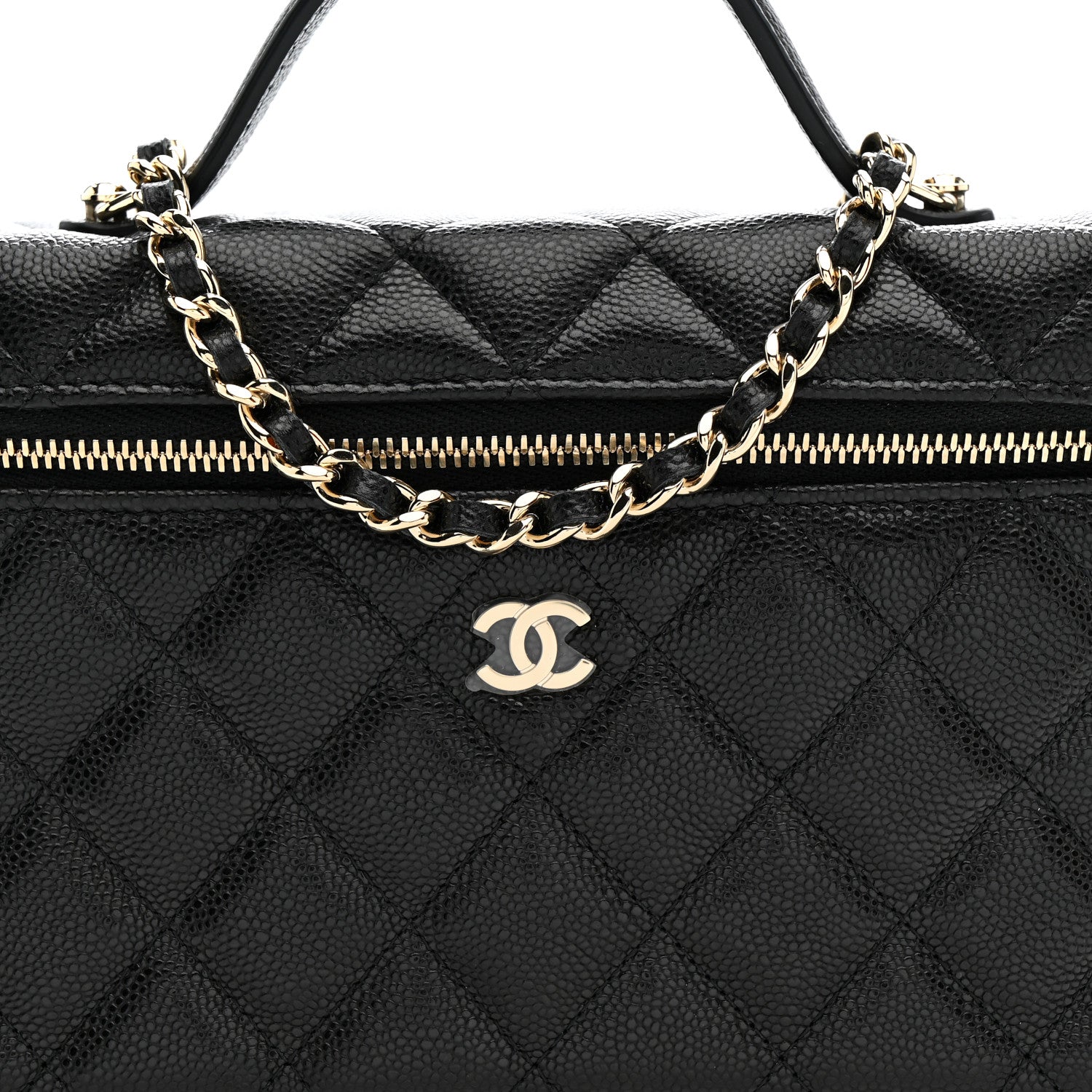 Chanel Caviar Quilted Top Handle Slim Vanity With Chain Black 8 of 11