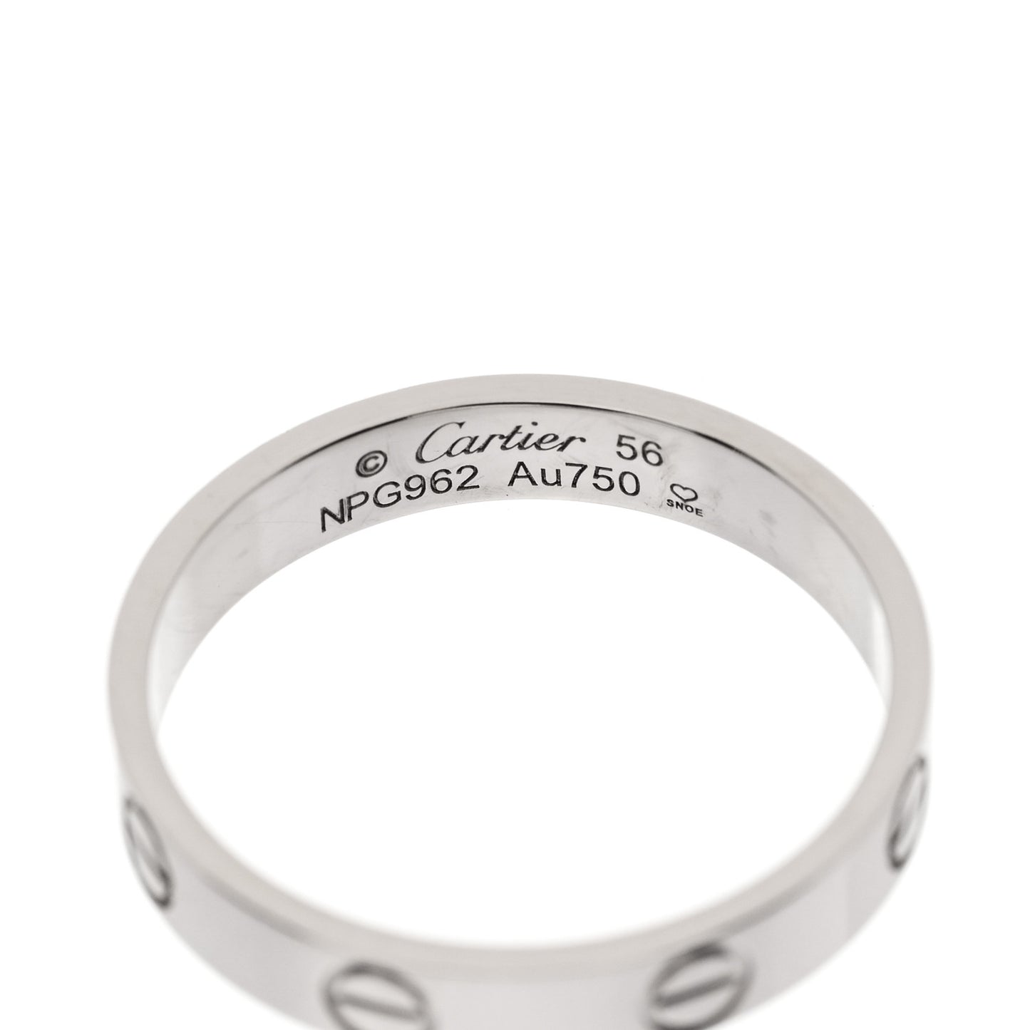 18K White Gold 3.5mm LOVE Wedding Band Ring 56 7.75