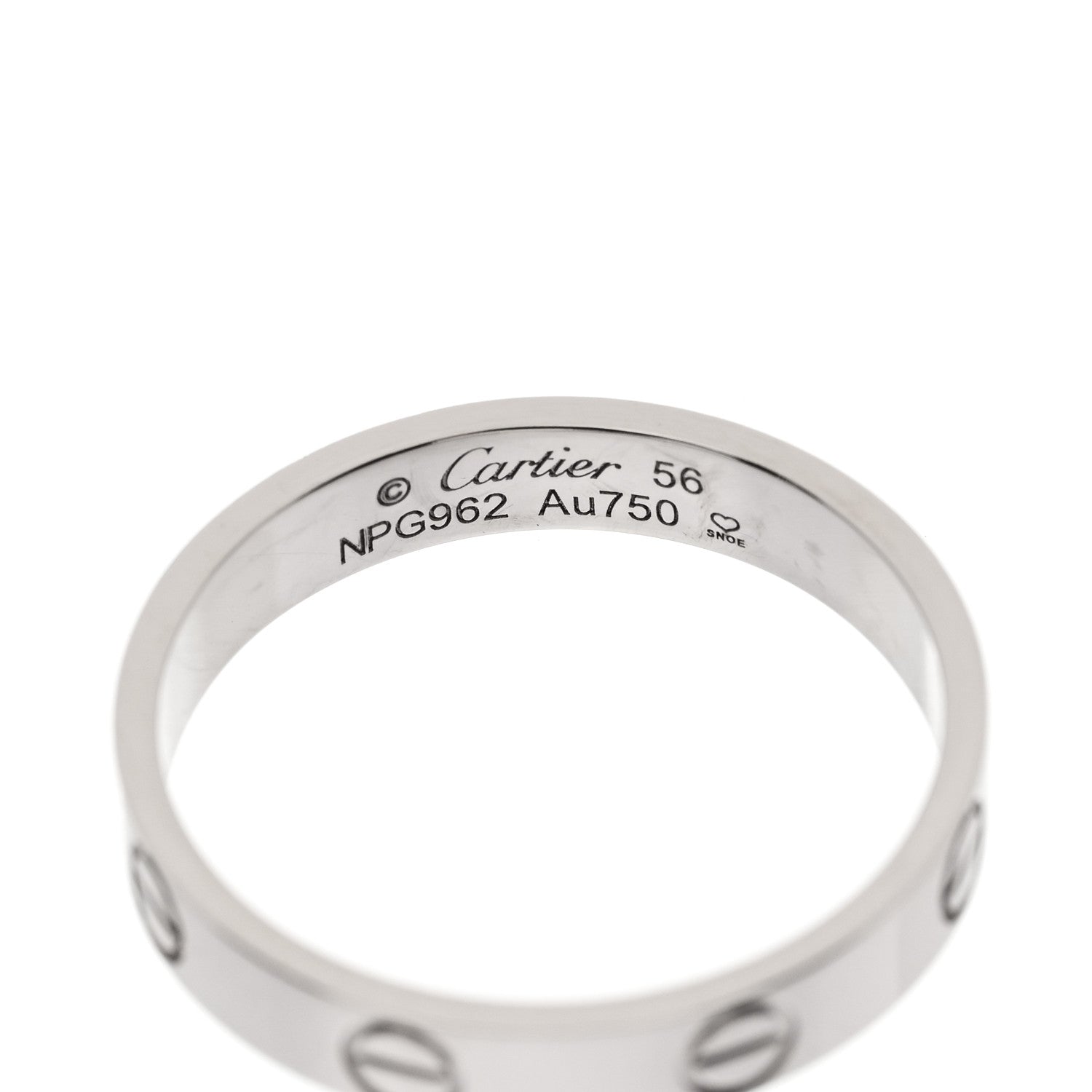 Cartier 18K White Gold 3.5mm LOVE Wedding Band Ring 56 7.75 3 of 4