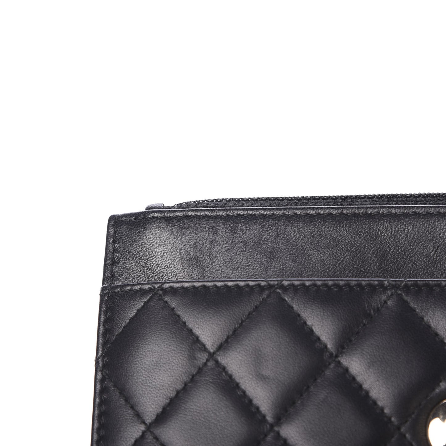 Lambskin Quilted Trendy CC Wallet On Chain WOC Black
