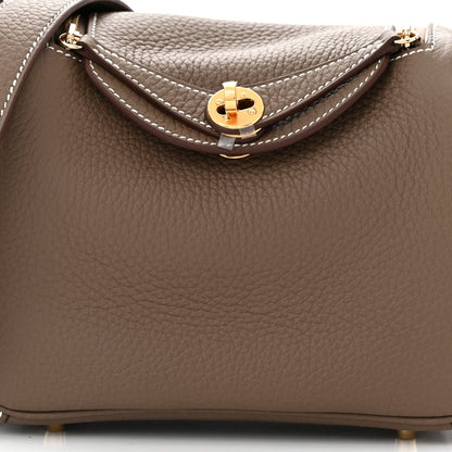 Hermes Taurillon Clemence Mini Lindy 20 Etoupe 8 of 11