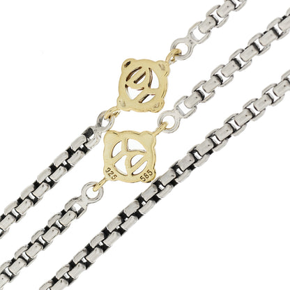 David Yurman Sterling Silver 14K Yellow Gold Logo Station Necklace 72" 3 of 5