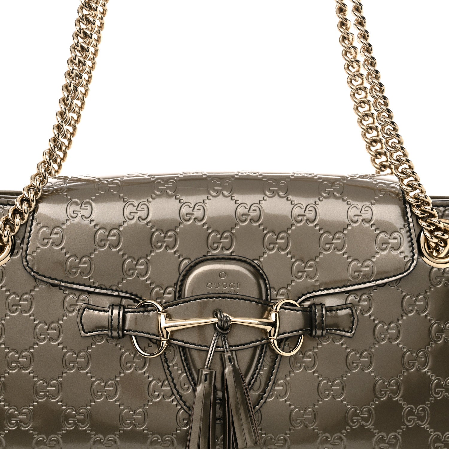 Gucci Shine Guccissima Large Emily Chain Shoulder Bag Sasso 8 of 13