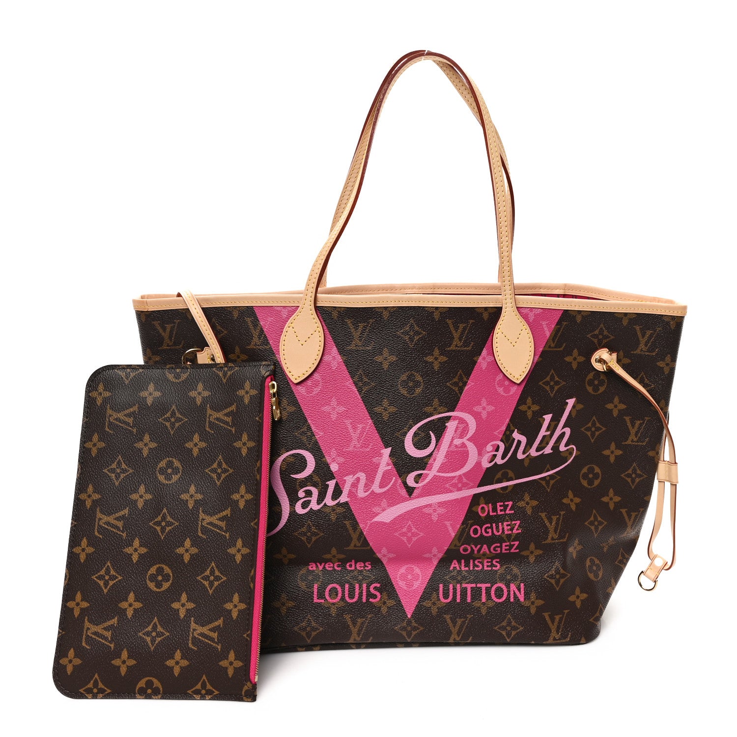 Louis Vuitton Monogram Saint Barth V Neverfull MM Hot Pink 3 of 11