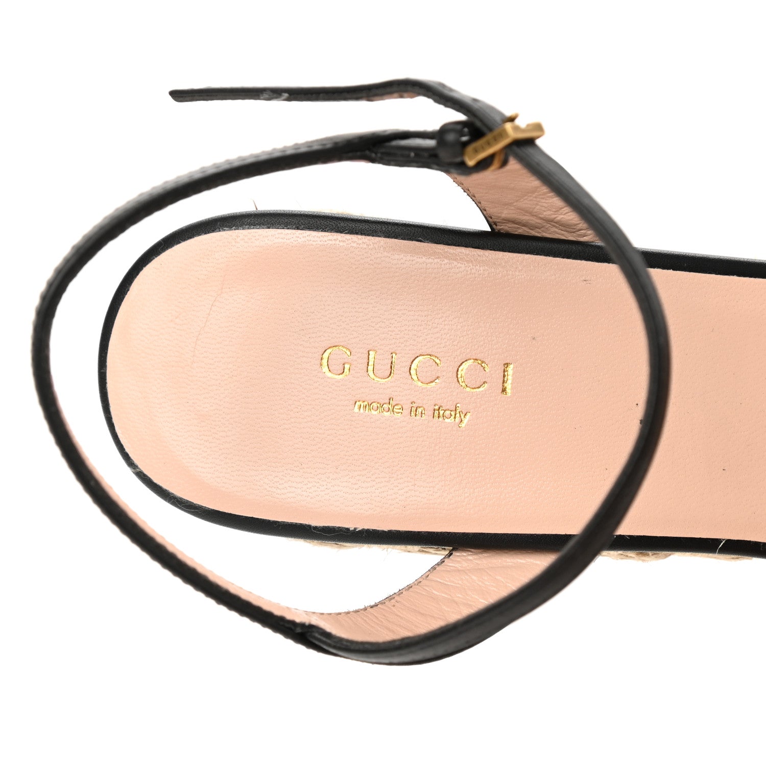 Gucci Lifford Calfskin Aitana Espadrille Platform 45/130mm Wedge Sandals 39 Black 7 of 8