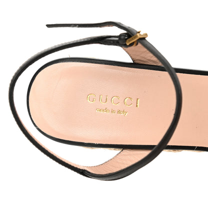 Gucci Lifford Calfskin Aitana Espadrille Platform 45/130mm Wedge Sandals 39 Black 7 of 8
